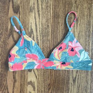 Rip Curl Bikini Top Size Small Tropical Floral Green Pink Yellow